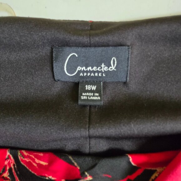 718-13 Connected Apparel bodycon Black & Red Rose Print Dress Size 18W - Picture 5 of 7